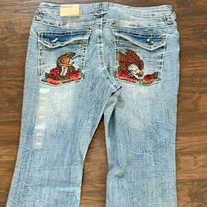 Ninth Hall Eagle Signal Fracture Stacked Flare Jeans 36x32